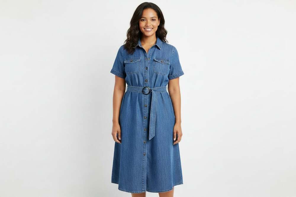 Talbots Denim Belted Midi Shirt Dress - Picture 1 of 2